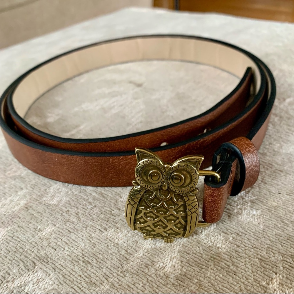 Brown Belt with Gold Owl Buckle